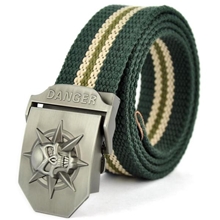 骷髅头帆布皮带穿越火线学生平滑扣帆布腰带加厚加长腰带