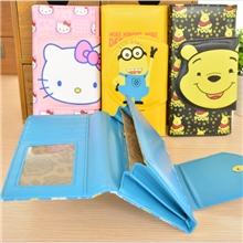 钱包中长款哆啦A梦钱包史迪仔神偷奶爸卡包2折PU皮竖款卡通钱夹