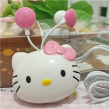 特价可爱卡通hellokitty耳机凯蒂猫kt绕线耳塞盒装礼物