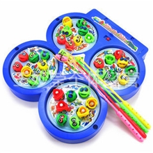 儿童电动音乐四盘钓鱼玩具钓鱼玩具磁性钓鱼4钓竿益智玩具批发