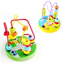 厂家直销木制益智玩具迷你小绕珠串珠绕珠游戏动物底盘串珠