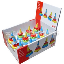 德国goki超可爱木制彩绘小丑旋转陀螺益智玩具2色