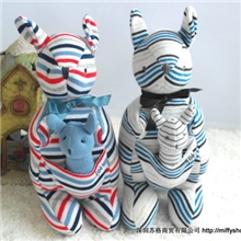 7881-MINIHAHA澳洲大牌100%纯棉子母响铃袋鼠(右边蓝白灰条已出完