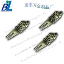 2013厂家热销创意金属高尔夫球叉:弥勒佛像锌合金古铜色球叉高尔