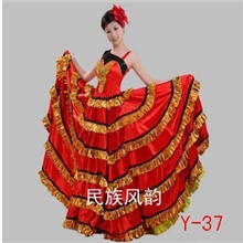 专业供应民族演出服装360度的摆度广场舞蹈大摆裙成人表演服