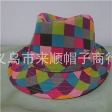 批发韩版儿童礼帽彩格礼帽七彩方格