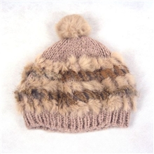 厂家批发皮草帽子冬天女士保暖针织帽纯手工大球兔毛帽子韩国帽