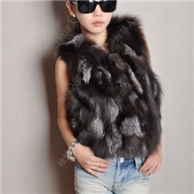 供应时尚银狐皮草狐狸腿毛马甲外套