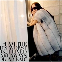 2013新款韩国官网特价整皮狐狸毛皮草中长蓝狐马甲背心坎肩