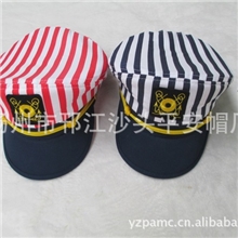 现货韩版蓝红条纹海军帽男女潮水手帽海军风情边配服装表演出帽子