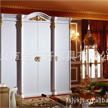 厂家供应高档欧式新古典民用卧室板式衣柜床3033#