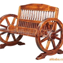 碳化木双人靠背沙发椅子/实木餐椅/公园情侣休闲椅