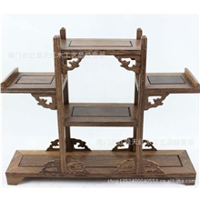 红木博古架鸡翅木多宝架工艺饰品架茶壶底座