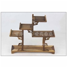 供应红木雕摆件博古架鸡翅木架茶壶底座优质木质工艺品批发