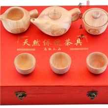 红豆杉茶具套装红木杯子木雕水杯无漆无蜡茶壶几工艺礼品保健抗癌