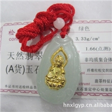 厂家批发供应翡翠白玉观音佛翡翠金镶玉观音佛吊坠项链