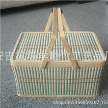 厂家直销工艺品编织竹篮包装方形大闸蟹竹篮子家居菜篮批发