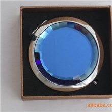 厂家直销豪礼不锈钢双面折叠便携水晶面化妆镜专业供应水晶面镜子