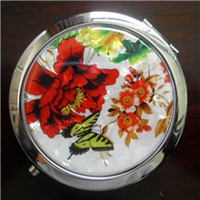 供应高档白贝纹双面化妆镜包包内女孩必备送礼首选