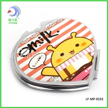 【厂家批发】超可爱创意礼品不锈铁金属心形折叠镜子化妆镜