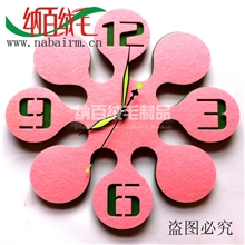 厂家简约毛毡时尚创意工艺挂钟表超静音康巴斯机芯粉色夜光指针