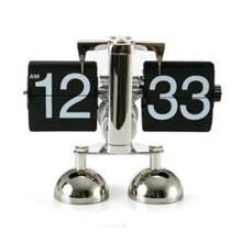 复古双脚翻页钟时尚金属钟表欧式座钟齿轮时钟电子翻牌表