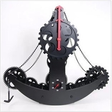 欧式时尚黑色经典艺术钟复古海盗船齿轮钟个性客厅卧室座钟