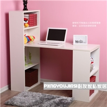 连体书柜电脑桌家用台式办公桌书桌写字台组合书架宜家露水河