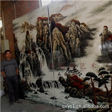 供应酒店大型漆画磨漆画工笔花鸟现代山水贴箔工程！11厂家