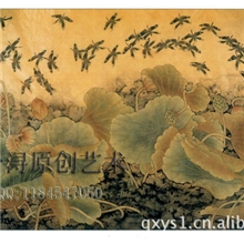 供应酒店壁画磨漆画贴箔工程千浔原创艺术欢迎与您合作！11