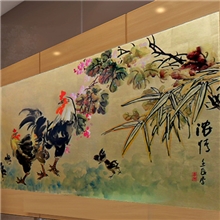 定制手绘国画类花鸟挂画黏贴画城画装饰油画无框画实木画