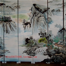 [厂家直销]手绘漆画山水屏风仿古家具隔断屏风渊远流长