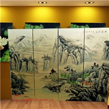 渊远流长漆画屏风金箔漆画酒店漆画落地屏风屏风厂定制