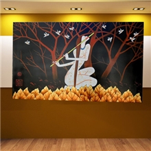 抽象挂画酒店大堂装饰画手绘油画大型壁画东莞屏风漆画厂定制