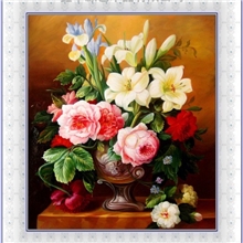 古典花卉油画肌理酒店装饰画欧式花卉油画肌理防水仿真油画