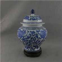 ZJIG31景德镇陶瓷青花缠枝莲将军罐茶叶罐