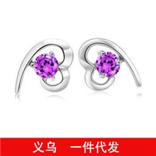 个性耳钉锆石韩国韩版高档耳钉耳钉批发防过敏耳钉心形银耳钉