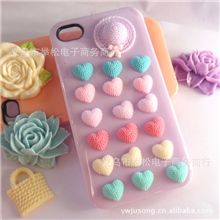 发饰DIY饰品配件手机美容配件树脂平底半面点点钢珠桃心爱心