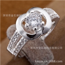 外贸热销925银饰品批发淘宝爆款货源经典创意时尚镶锆钻苹果戒指