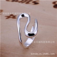淘宝热销925银饰批发支持混批韩版时尚潮流首饰简约S戒指一件代发