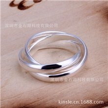 厂家直销外贸热销潮流首饰创意韩版时尚精美925银饰复古三圈戒指