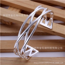 特价批发韩版精美时尚首饰外贸热销925银饰小交叉手镯