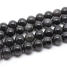 东海水晶正品黑曜石半成品黑曜石散珠串珠子DIY手工饰品批发