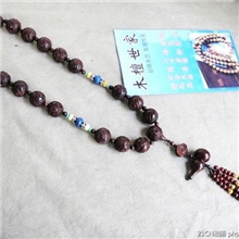 印度小叶紫檀持珠20mm精雕福在眼前佛珠配纯银青金石念珠97号