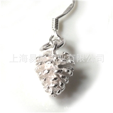 925纯银DIY配件银庄批发小挂坠松果松球吊坠零件挂件吊坠批发