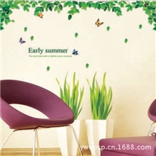 植物带蝴蝶装饰墙贴厂家直销PVC三代墙贴