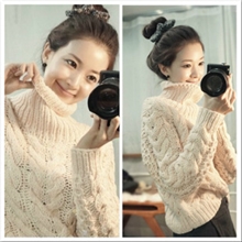 韩版秋冬必备高领麻花短款绞花毛衣9166#