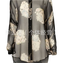 197爆款2013早春新款现货花朵印花雪纺衬衫欧美女装批发