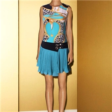 厂家直销2013新款印花压褶时尚欧美风格连衣裙