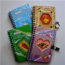 A4A52014新款立体图案学生记事本带锁日历本